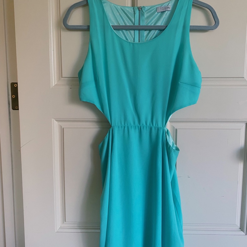 Turquoise cut out dress